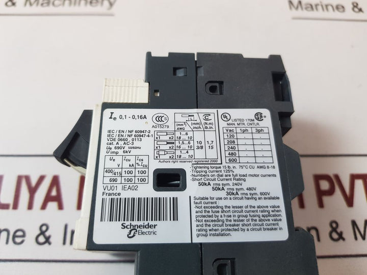 Telemecanique Gv2Me01/0.1-0.16A Motor Starter Circuit Breaker