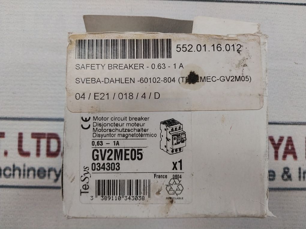 Telemecanique Gv2Me05/0.63-1A Motor Protection Circuit Breaker