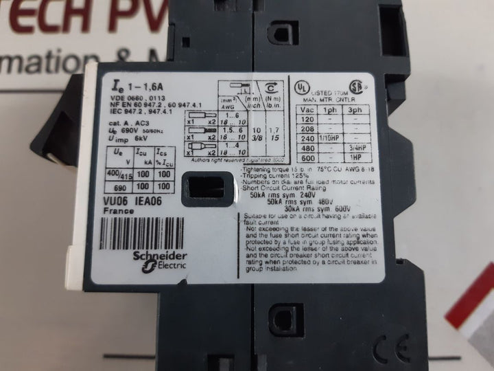 Telemecanique/Schneider Electric Gv2Me06/1-1.6A Circuit Breaker