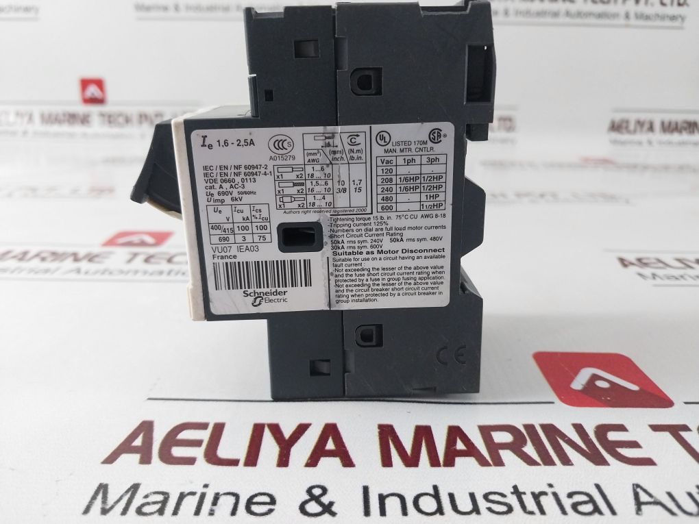 Telemecanique Gv2Me07/1.6-2.5A Motor Circuit Breaker 6A 690V 50/60Hz