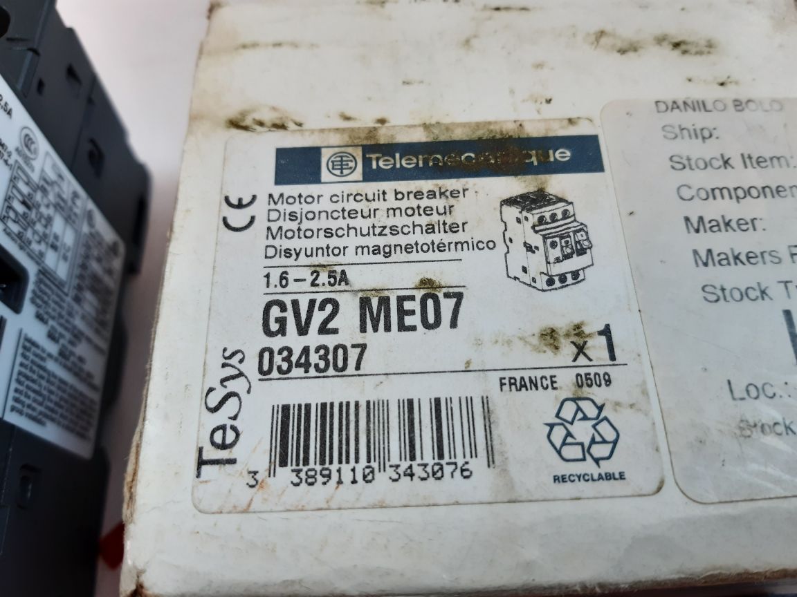 Telemecanique Gv2Me07 Motor Circuit Breaker