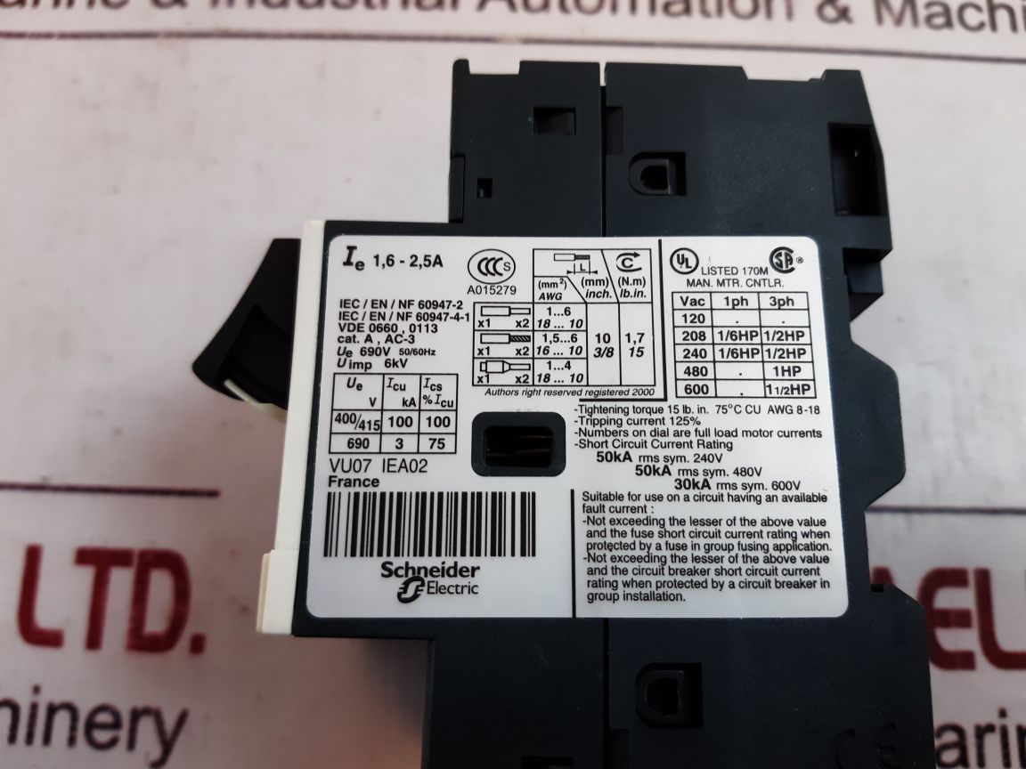 Telemecanique Gv2Me07 Motor Circuit Breaker