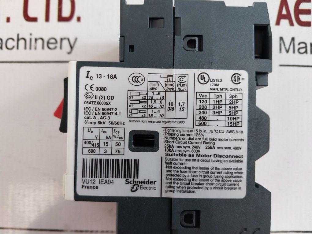 Telemecanique Gv2Me20/13-18A Circuit Breaker