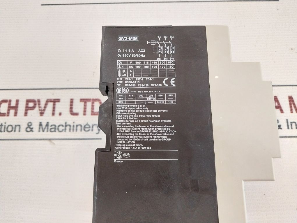 Telemecanique Gv3-m06 Motor Circuit Breaker