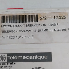 Telemecanique Gv3-m25 Motor Circuit Breaker