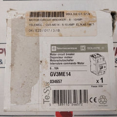 Telemecanique Gv3Me14/6-10A Motor Circuit Breaker 75°C