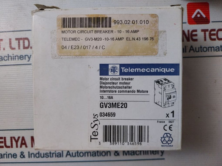 Telemecanique Gv3Me20 Motor Circuit Breaker 690V 50/60Hz