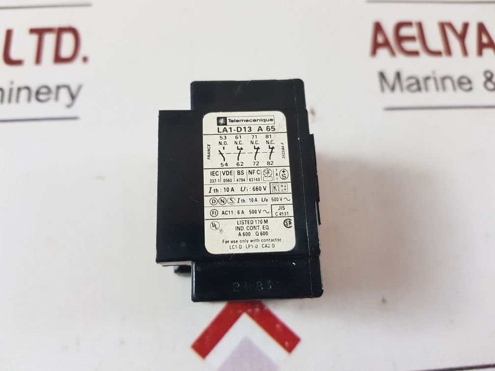 Telemecanique la1-d13 a 65 auxiliary contact block