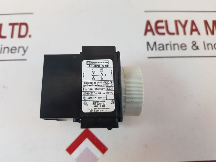 Telemecanique La3-d20 A 65 Time Delay Block
