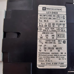 Telemecanique Lc1-d633 Contactor,La1-d11 A65 Contactblock With La3-d22•A65 Timer
