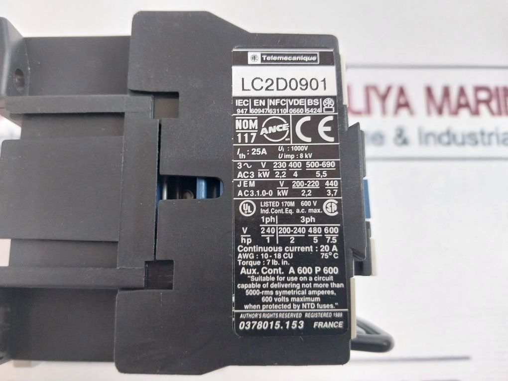 Telemecanique Lc1 D09 01 3-pole Reversing Contactor