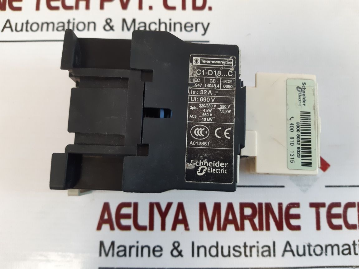 Telemecanique Lc1 D18 0 Contactor With Ladn20 Contact Block