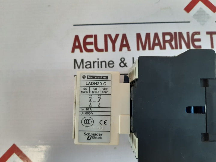 Telemecanique Lc1 D18 0 Contactor With Ladn20 Contact Block