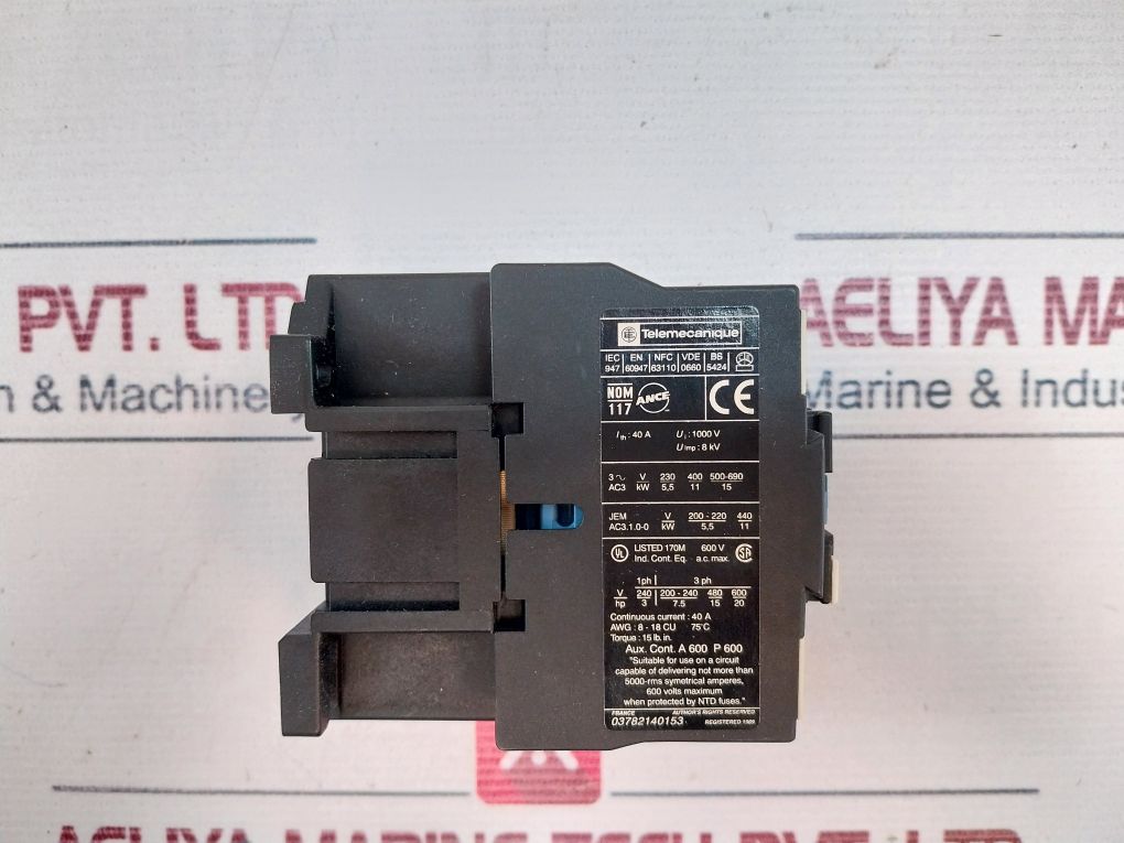 Telemecanique Lc1 D2501M7 Contactor 40A 1000V