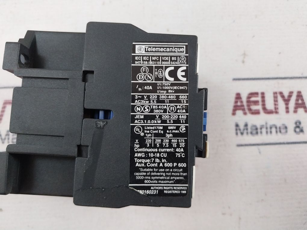 Telemecanique Lc1 D25 10 Contactor 750V