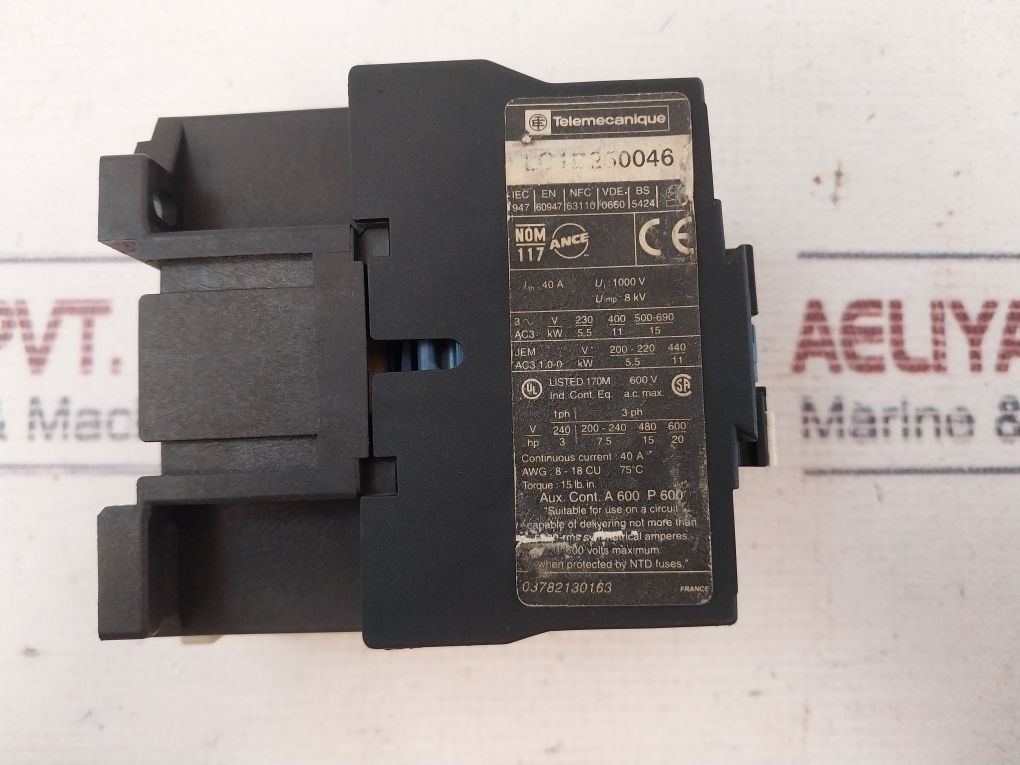 Telemecanique Lc1 D25 Contactor 50/60 Hz
