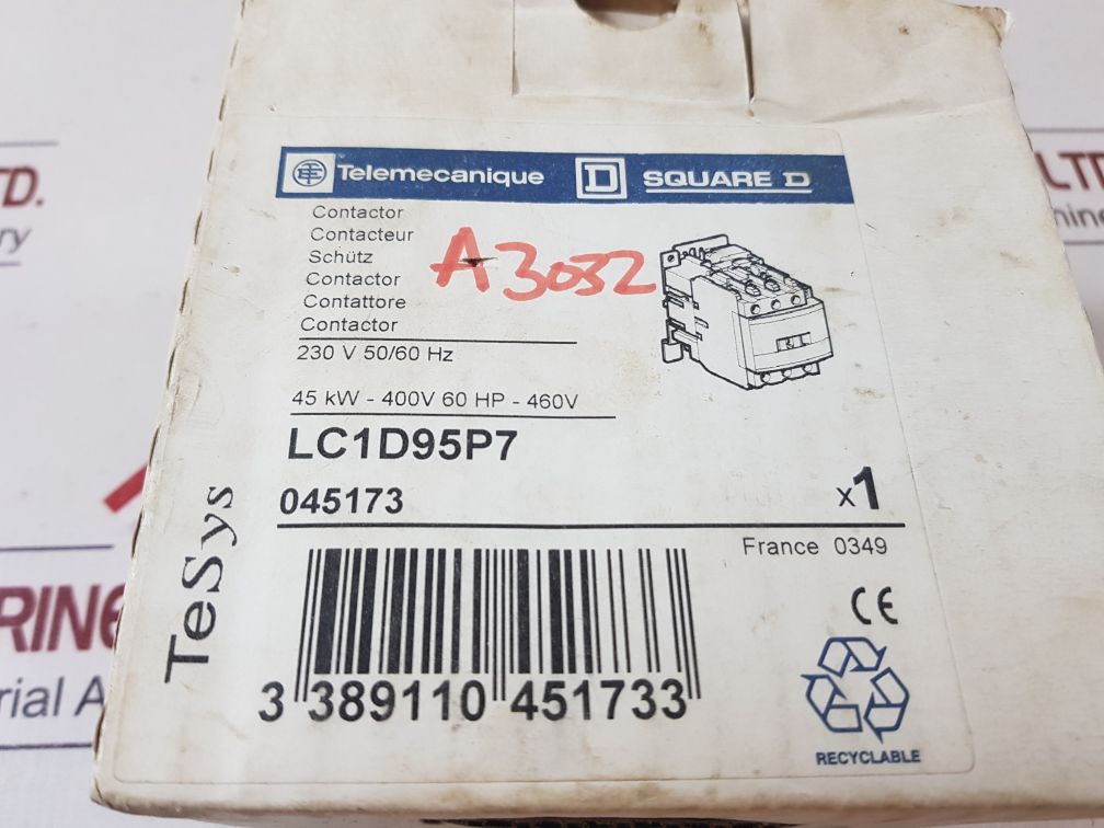 Telemecanique/schneider electric lc1 d9511 contactor
