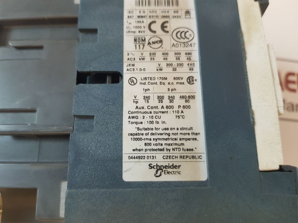 Telemecanique Lc1 D95 (Lc1 D9511) Contactor