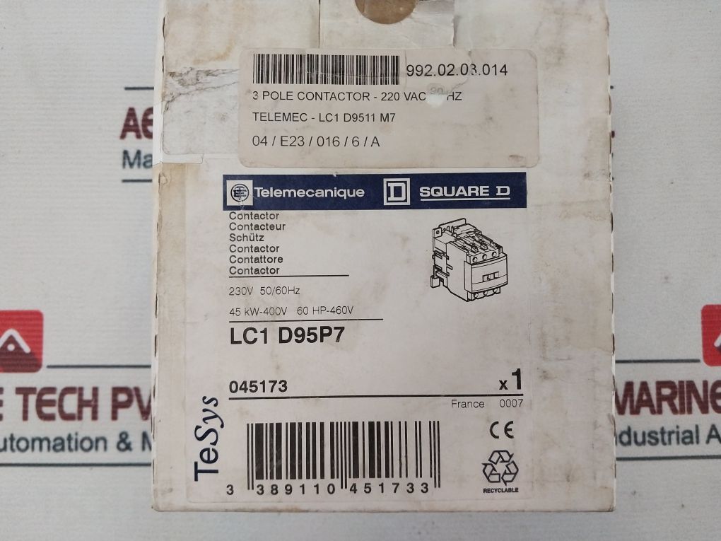 Telemecanique Square D Lc1 D95P7 Contactor 045173 230V 50/60Hz