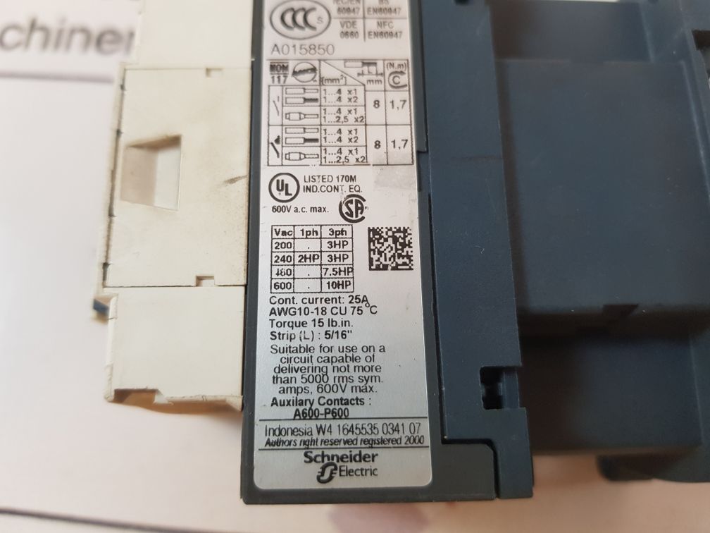 Telemecanique Lc1D12M7 Contactor 220V 50/60Hz