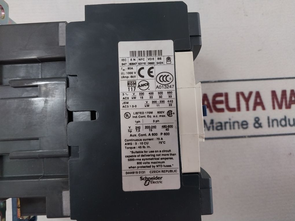 Telemecanique Lc1D50P7 Contactor 042196 230V 50/60Hz