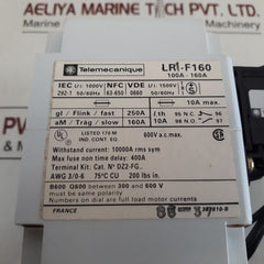 Telemecanique Lr1-f160 Thermal Overload Relay With La7-d0964