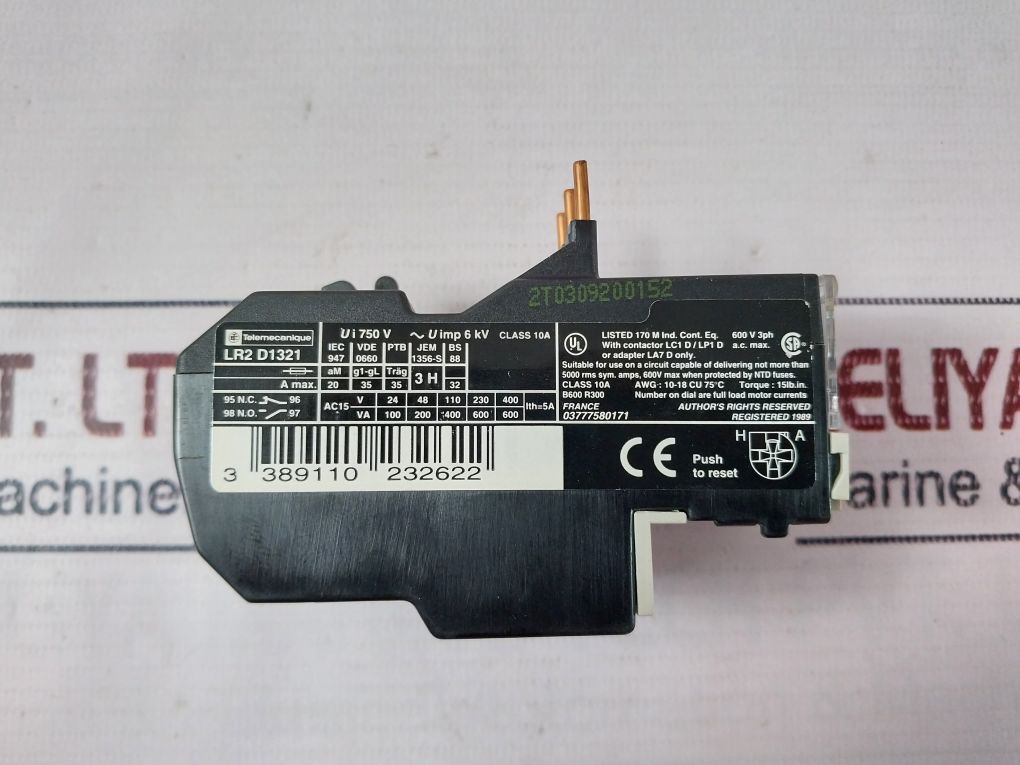 Telemecanique Lr2 D1321 Thermal Overload Relay 12-18 A