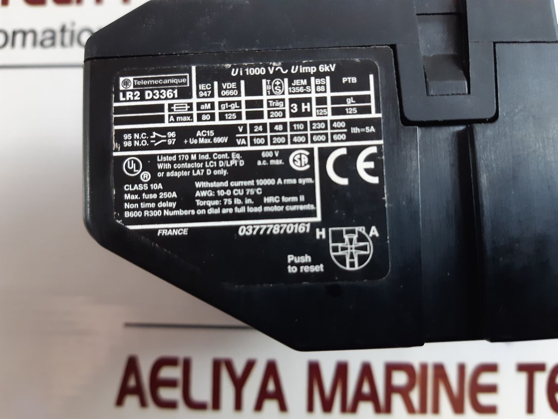 Telemecanique lr2 d3361 overload relay 1000v