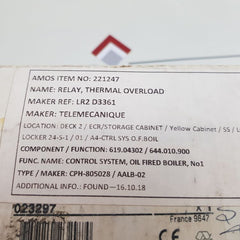 Telemecanique Lr2 D3361 Thermal Overload Relay
