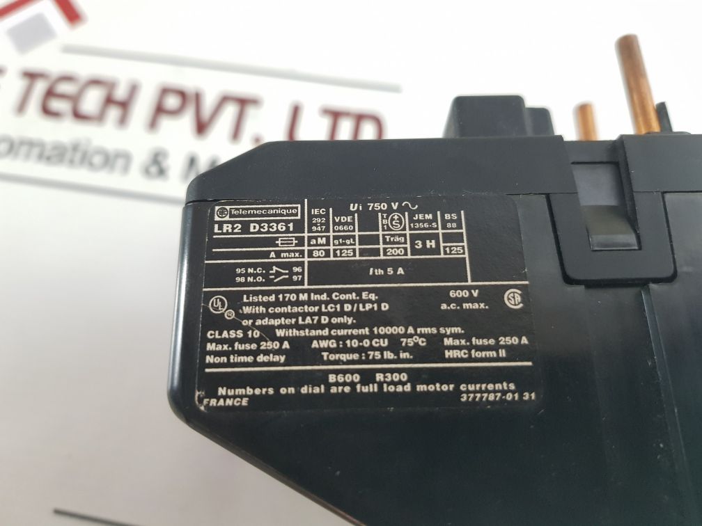 Telemecanique Lr2 D3361 Thermal Overload Relay
