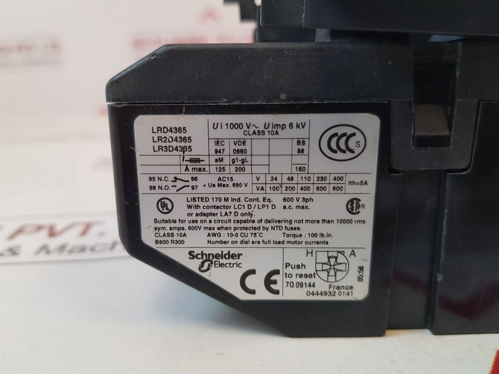 Telemecanique/Schneider Electric Lr2D43 Thermal Overload Relay