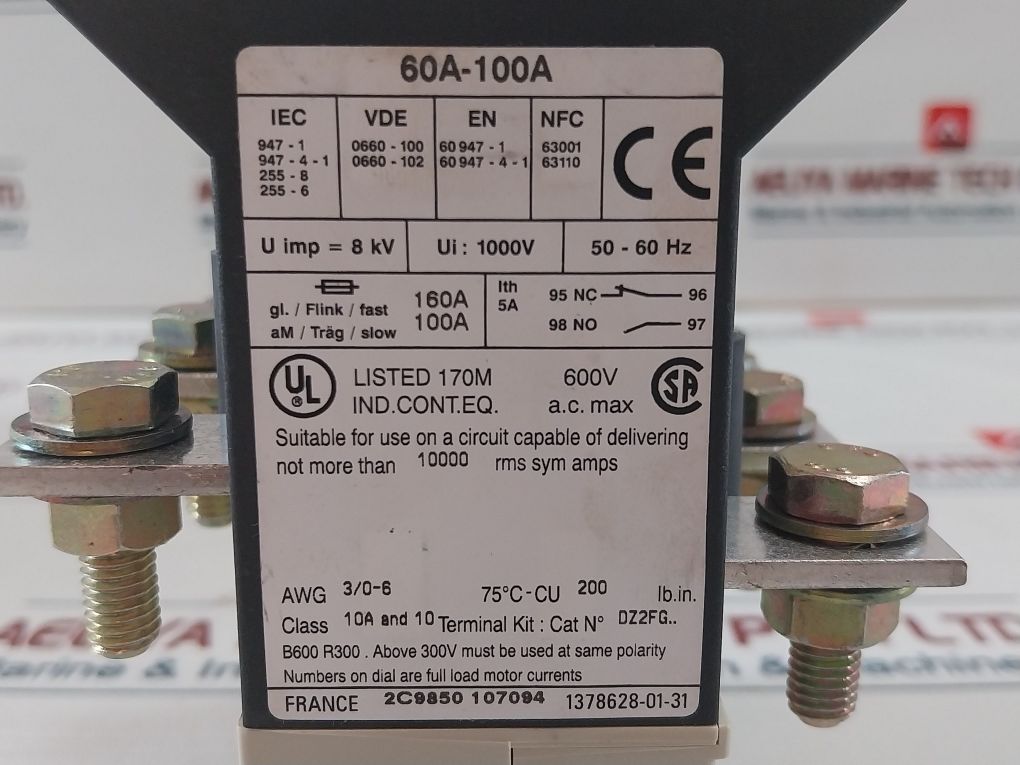 Telemecanique Lr9 F 5367 Thermal Overload Relay 60A-100A 50-60 Hz