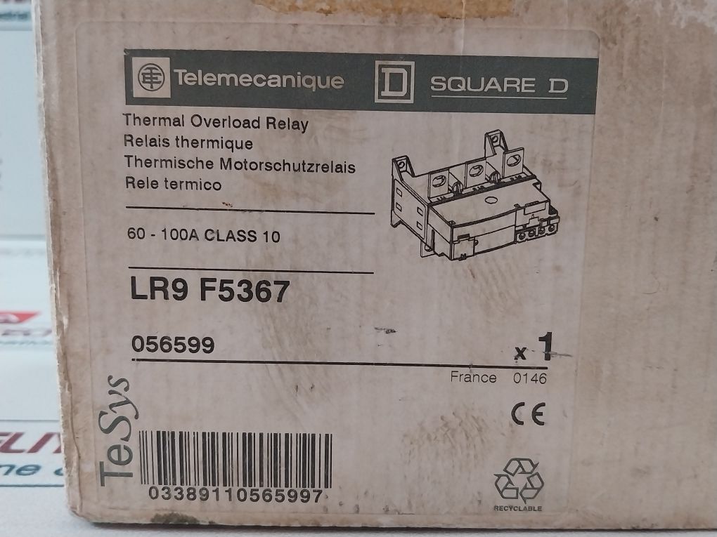 Telemecanique Lr9 F 5367 Square D Thermal Overload Relay 60-100 A