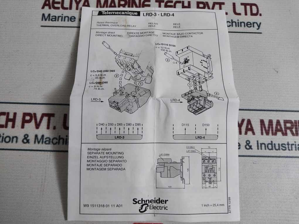 Telemecanique Lrd3365 Thermal Overload Relay 80-104A
