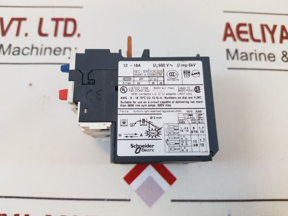 Telemecanique/Schneider Lrd 21 Thermal Overload Relay 12-18A