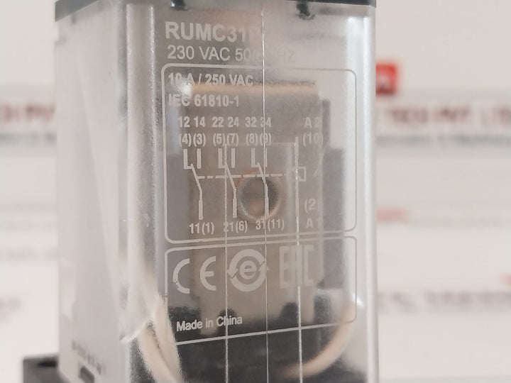 Telemecanique Rumc31P7 Universal Relay With Base 10A/250 Vac 50/60 Hz