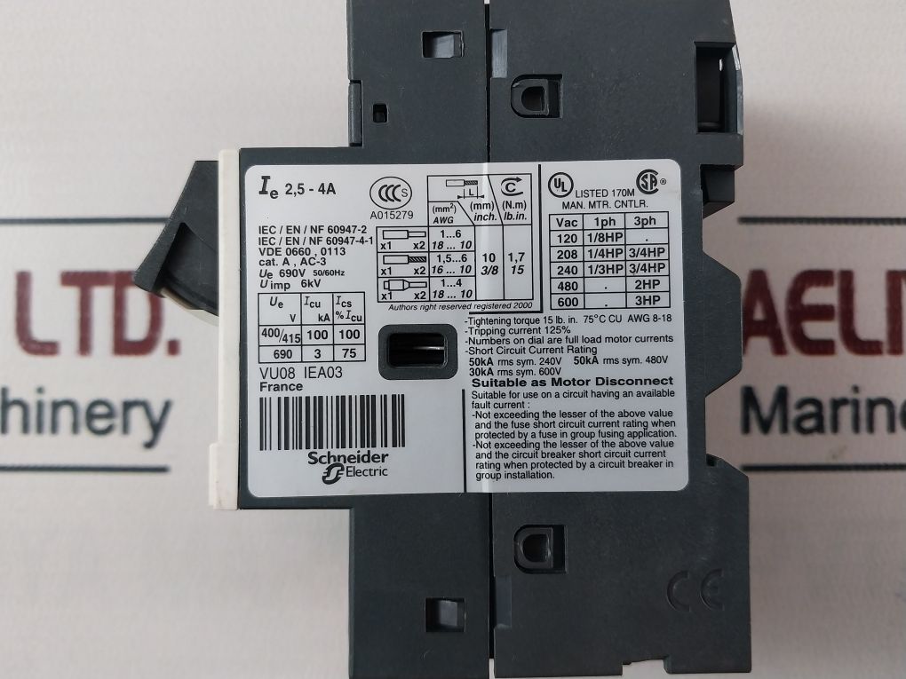 Telemecanique Gv2Me08/2.5-4A 50/60Hz