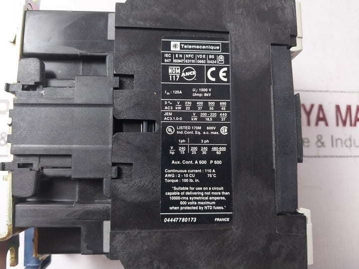 Telemecanique Lc1 D8011M7 Contactor Lc1D8011