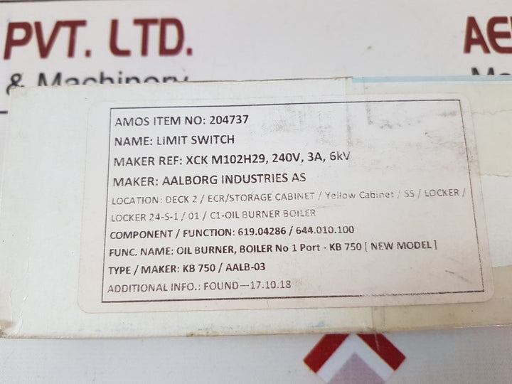 Telemecanique Xck M102H29 Limit Switch Xck-m
