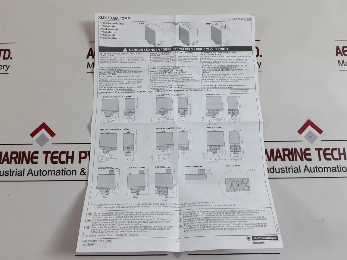 Telemecanique Xma-v06L2135 Pressure Switch 912497