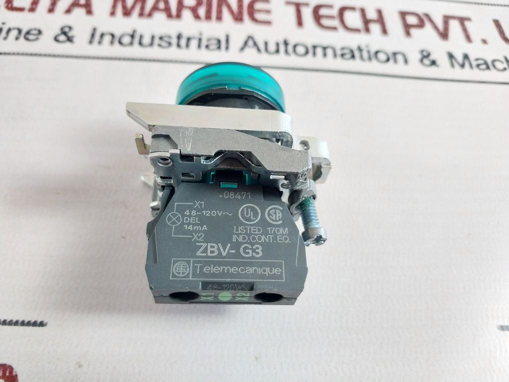 Telemecanique Zbv-g3 Green Pilot Light Contact Block