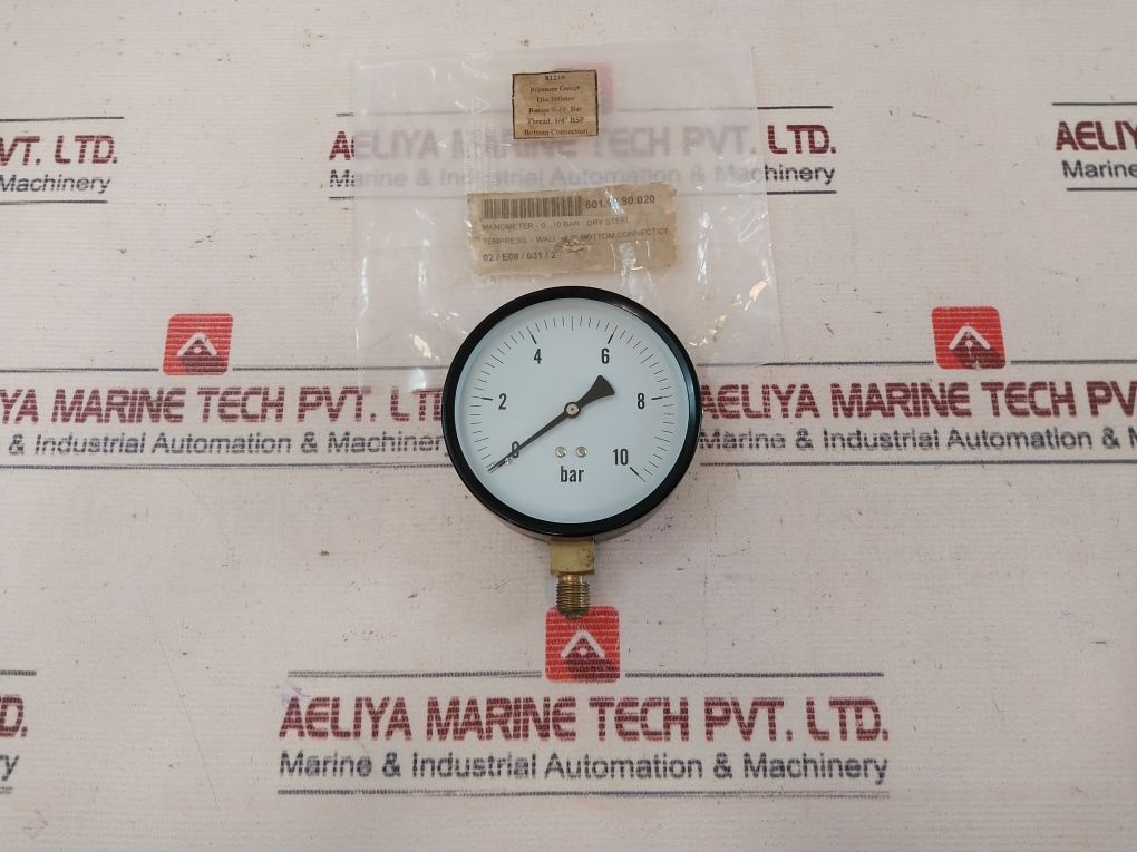 Tempress 0-10 Bar Pressure Gauge 1/4” Bsp
