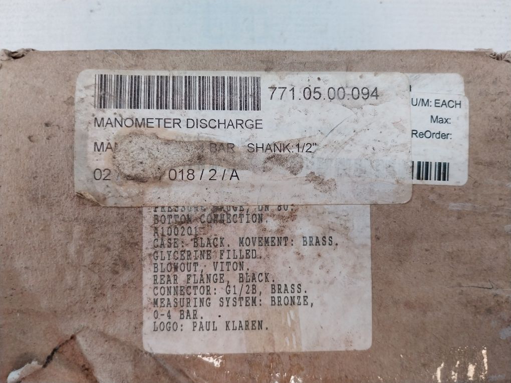 Tempress 0-4 Bar Pressure Gauge