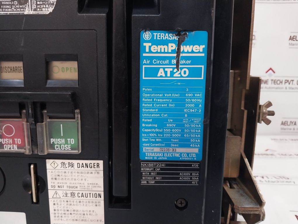 Terasaki At20 Air Circuit Breaker 3 Pole 690 Vac 50/60Hz