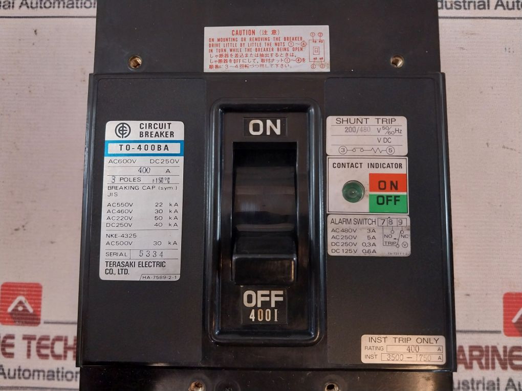 Terasaki Electric To-400Ba No-fuse Circuit Breaker
