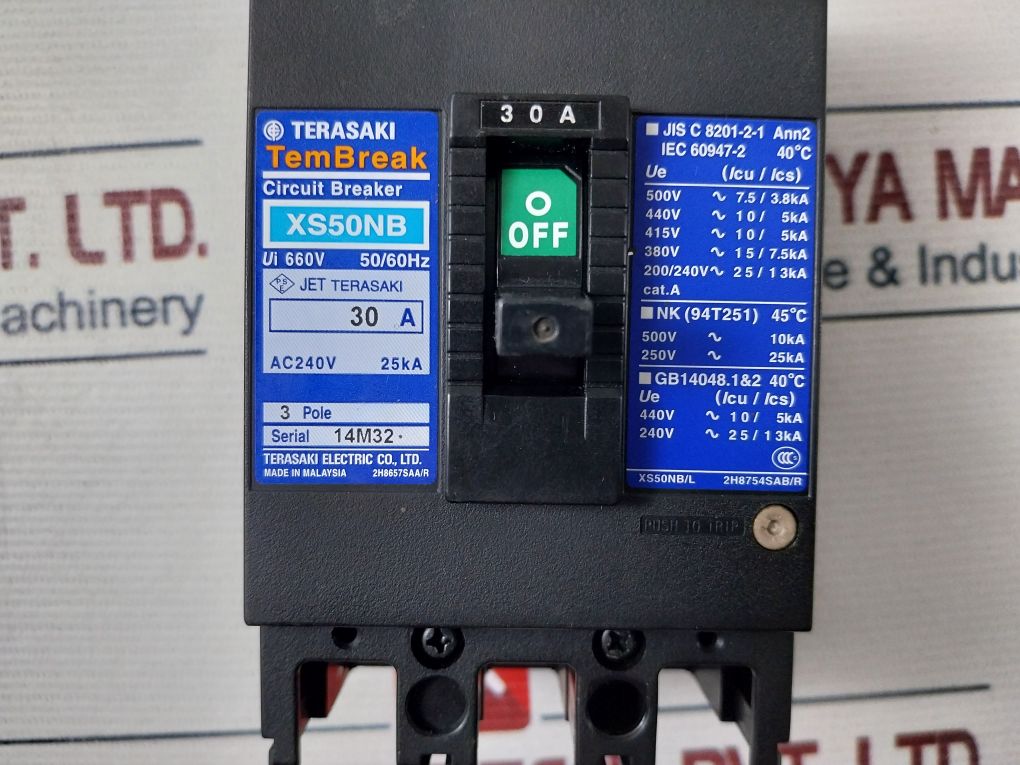 Terasaki Electric Xs50Nb, 3 Pole Circuit Breaker