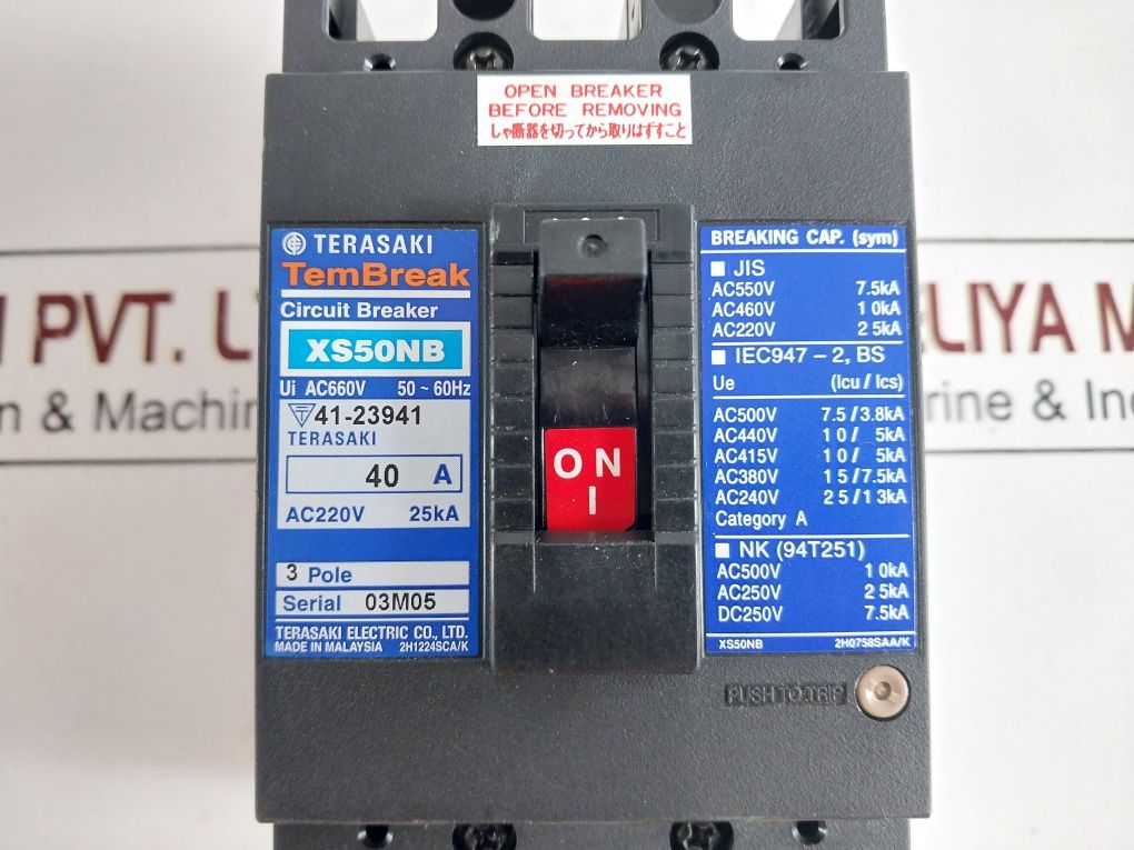 Terasaki Electric Xs50Nb 3 Pole Circuit Breaker 40A