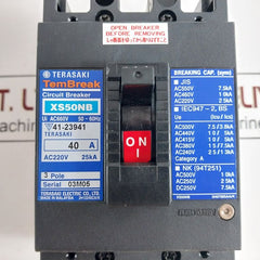 Terasaki Electric Xs50Nb 3 Pole Circuit Breaker 40A