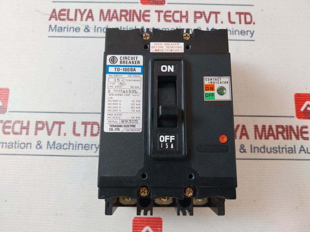 Terasaki T0-100Ba 3 Pole Circuit Breaker 50°C