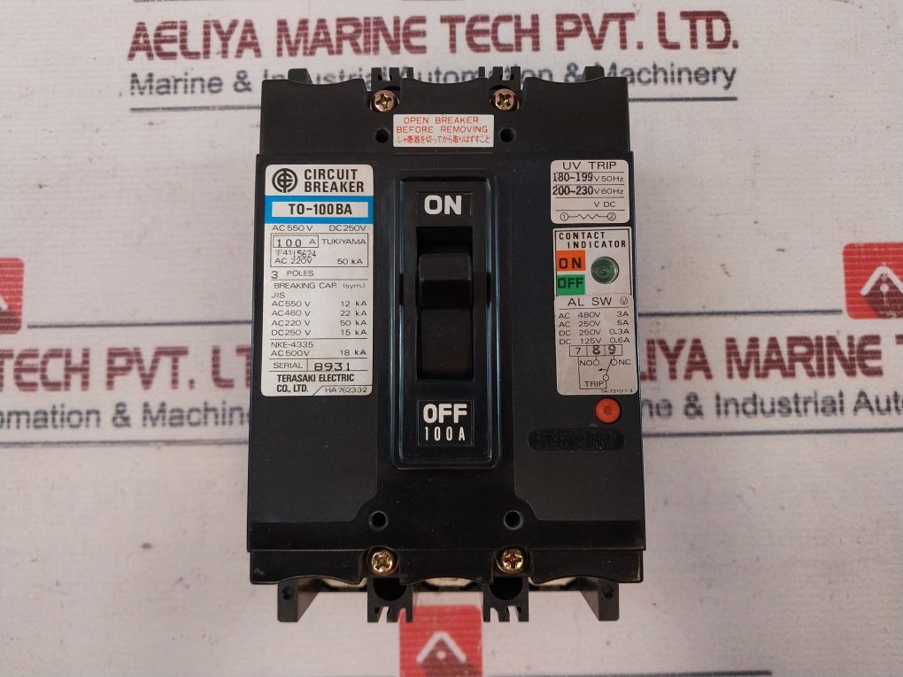 Terasaki T0-100Ba 3 Pole Circuit Breaker Ac220V